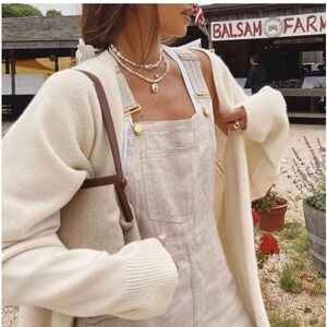 NWT We Wore What Linen Overalls in Natural W/ Gold Hardware - Medium